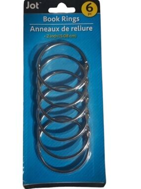 Jot Binding Ring Hinged Book Binder Ring 2 Inch Diameter Pack of 6 ct